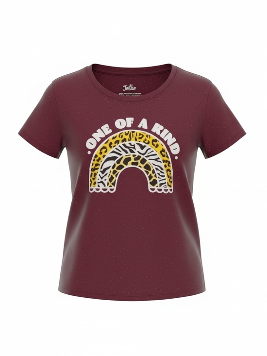 Justice Other - Justice Girls' Charming One of a Kind Maroon Graphic Tee Metallic Size 6/7 EUC